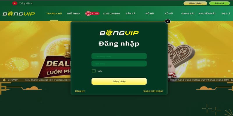 Bongvip - Đăng nhập thành công, không lo quên mật khẩu